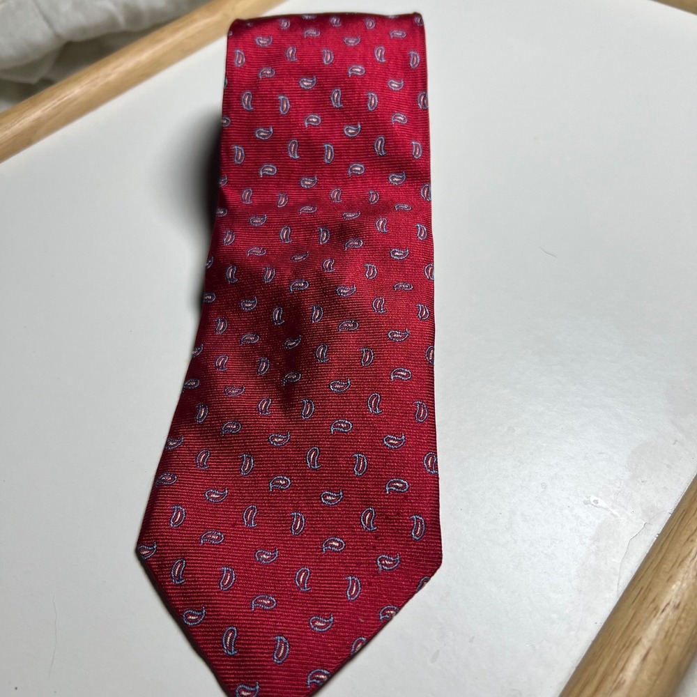 Brooks Brothers Mens Necktie‎ Pure Silk Paisley Red One Size